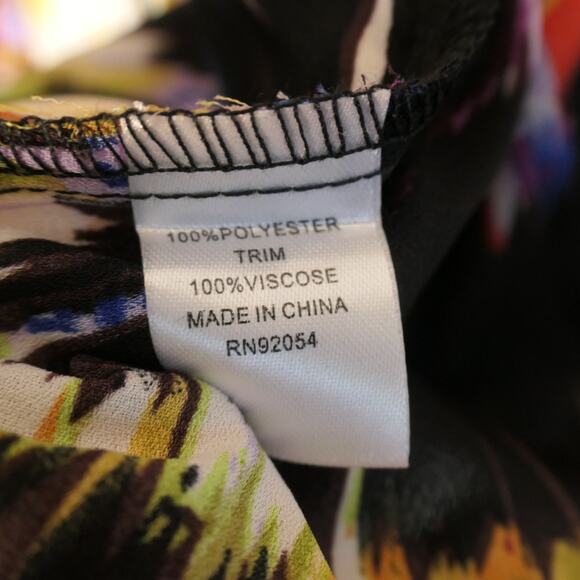 Russell Kemp Lightweight Cardigan Women 2X Black Abstract Fringe Semi Sheer Boho - Picture 8 of 10